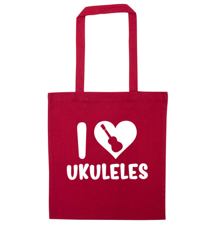 I love ukuleles red tote bag