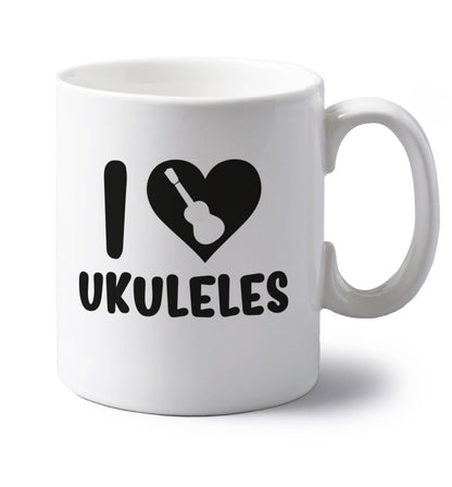 I love ukuleles left handed white ceramic mug 