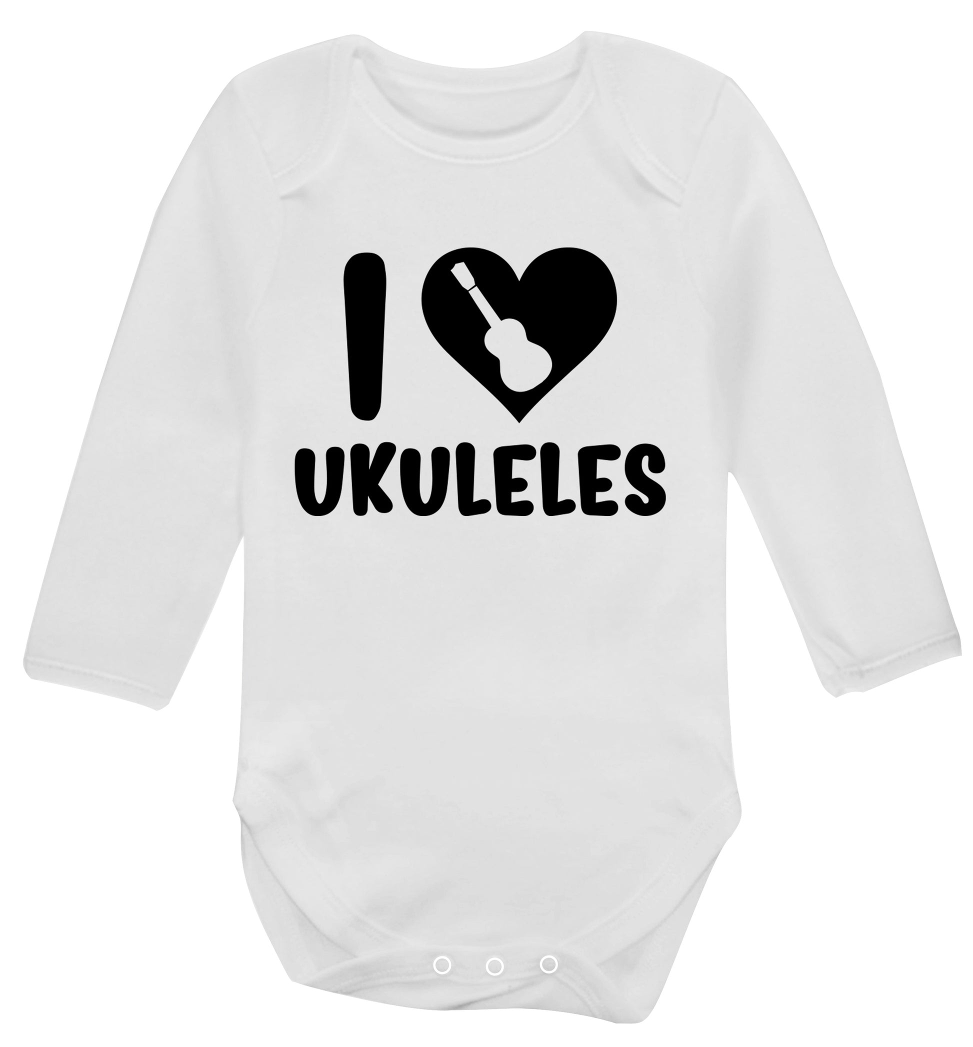 I love ukuleles Baby Vest long sleeved white 6-12 months
