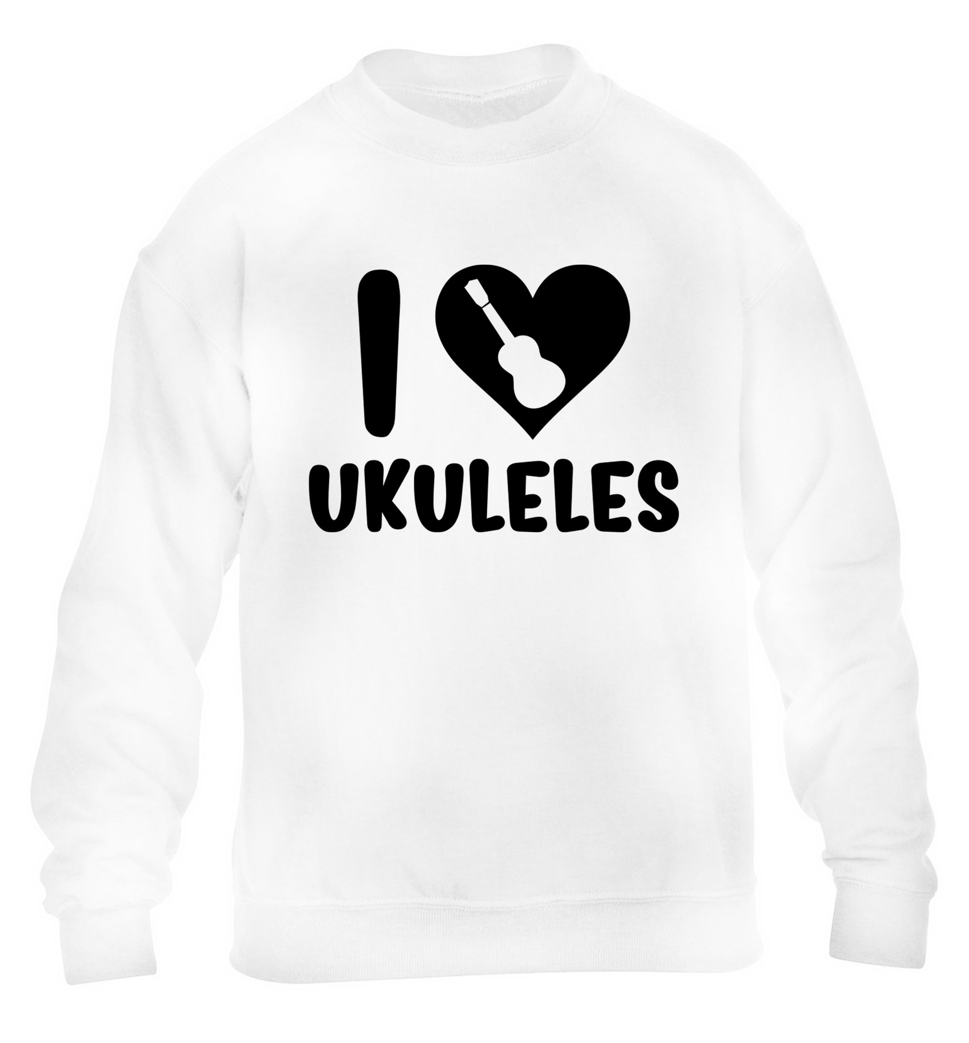 I love ukuleles children's white sweater 12-14 Years
