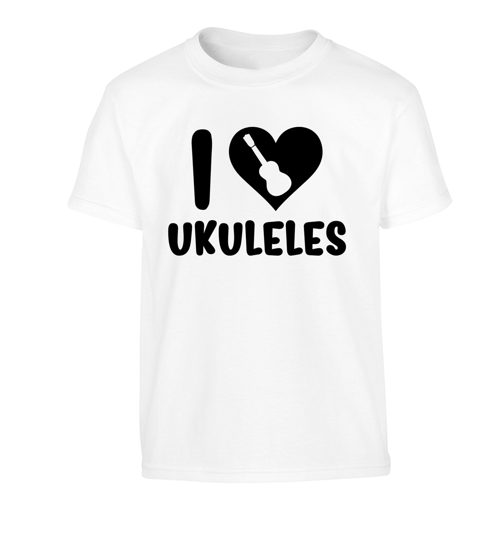 I love ukuleles Children's white Tshirt 12-14 Years