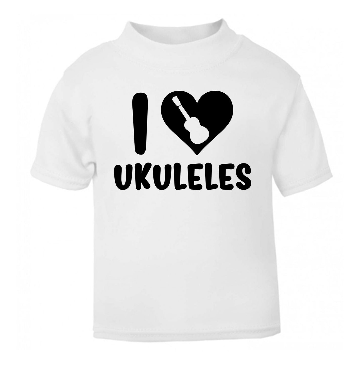 I love ukuleles white Baby Toddler Tshirt 2 Years