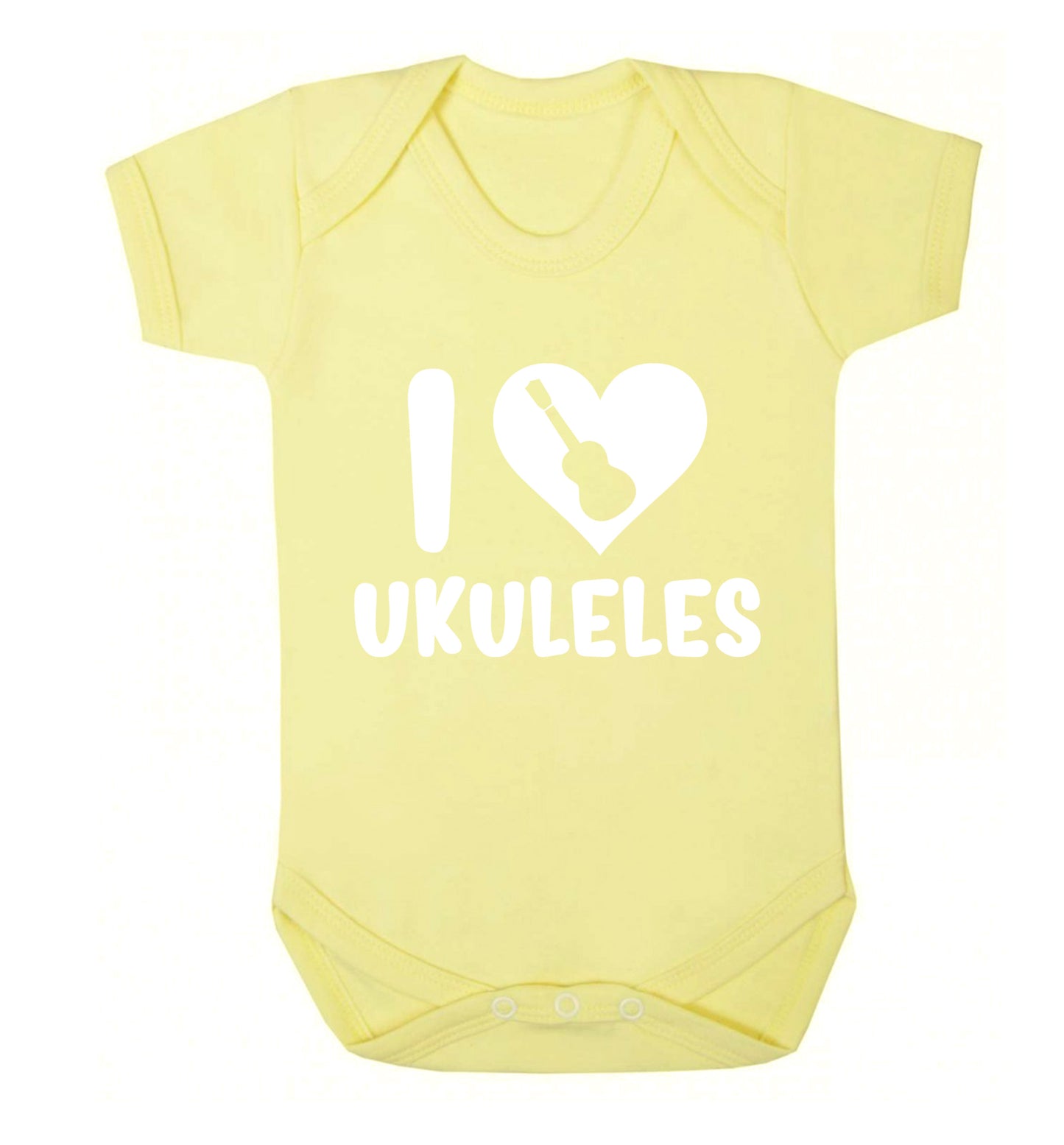 I love ukuleles Baby Vest pale yellow 18-24 months