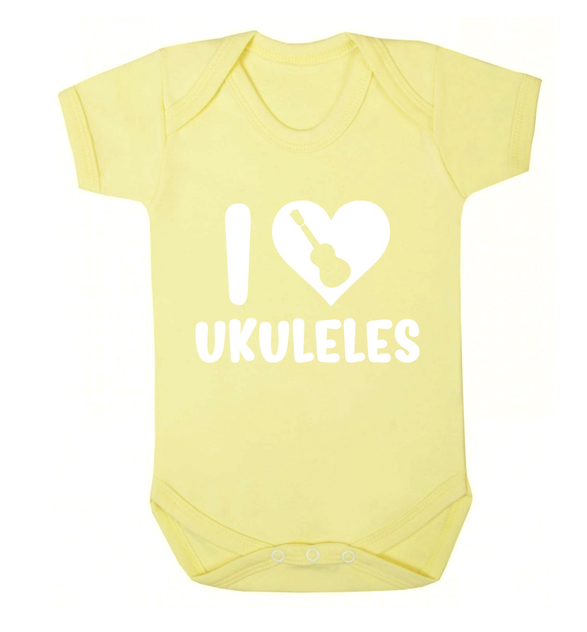 I love ukuleles Baby Vest pale yellow 18-24 months