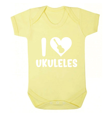 I love ukuleles Baby Vest pale yellow 18-24 months