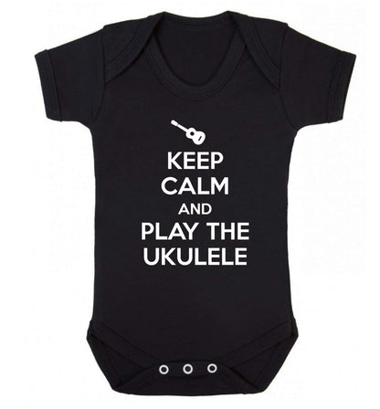 Keep calm and play the ukulele Baby Vest black 18-24 months