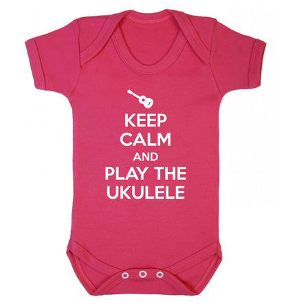 Keep calm and play the ukulele Baby Vest dark pink 18-24 months