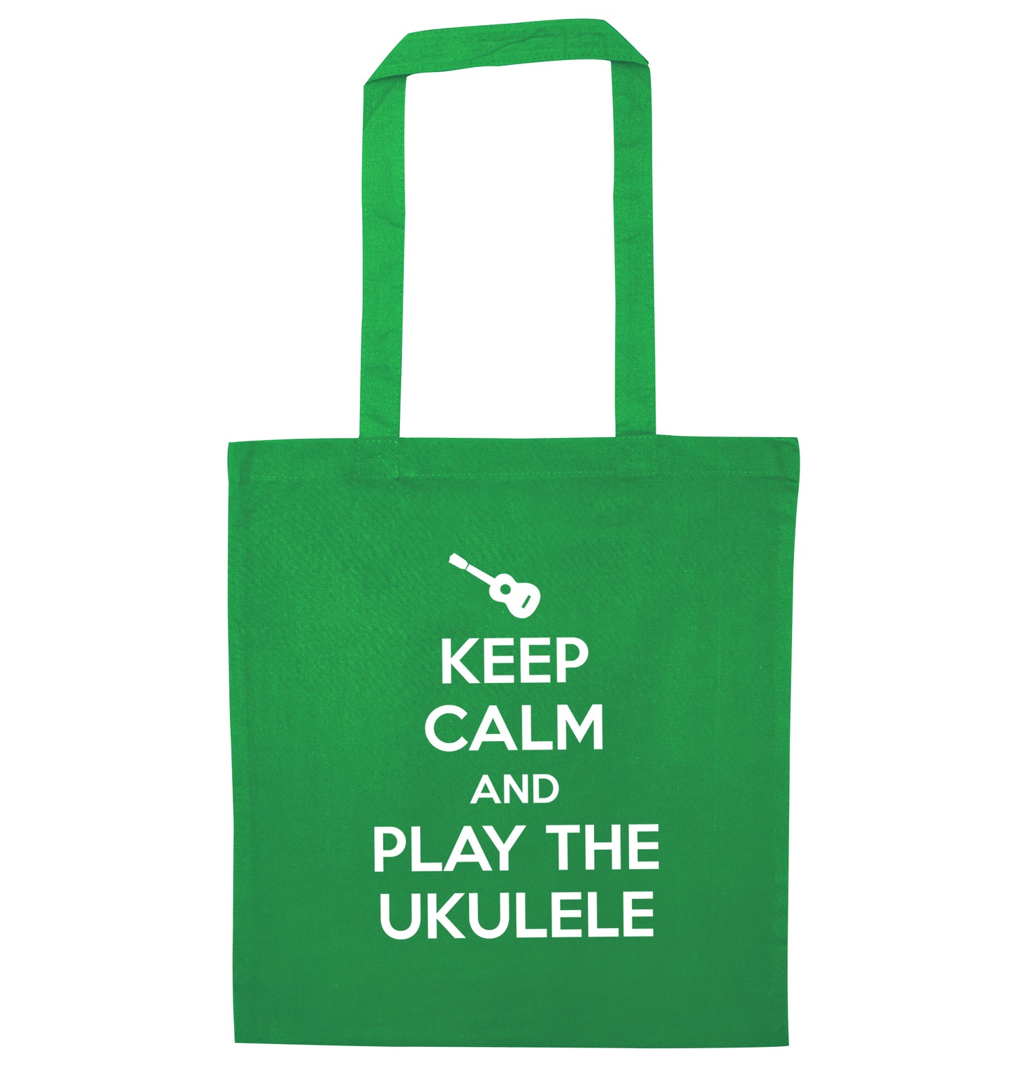 Keep calm and play the ukulele green tote bag