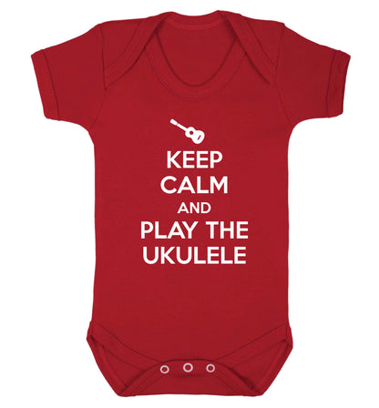 Keep calm and play the ukulele Baby Vest red 18-24 months
