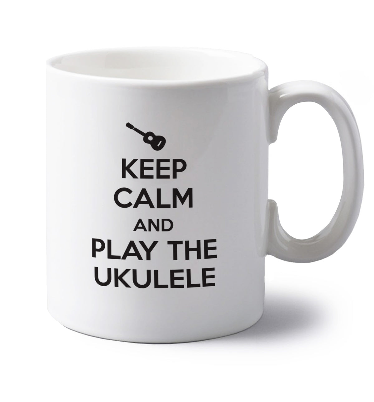 Keep calm and play the ukulele left handed white ceramic mug 