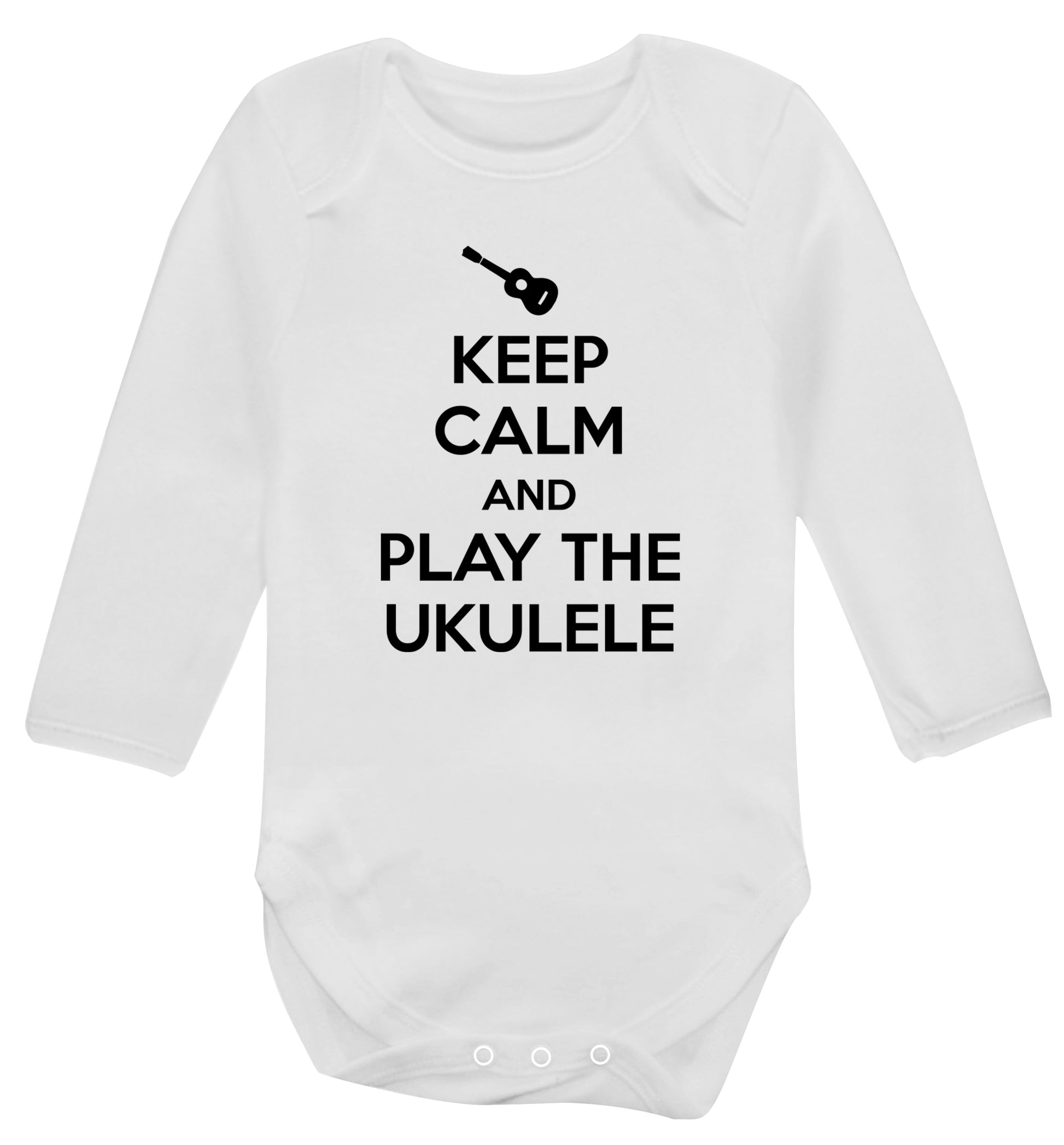 Keep calm and play the ukulele Baby Vest long sleeved white 6-12 months