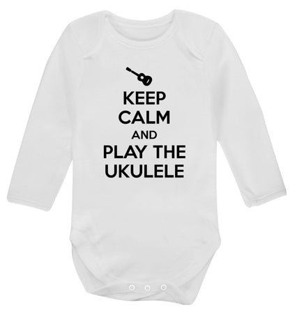 Keep calm and play the ukulele Baby Vest long sleeved white 6-12 months