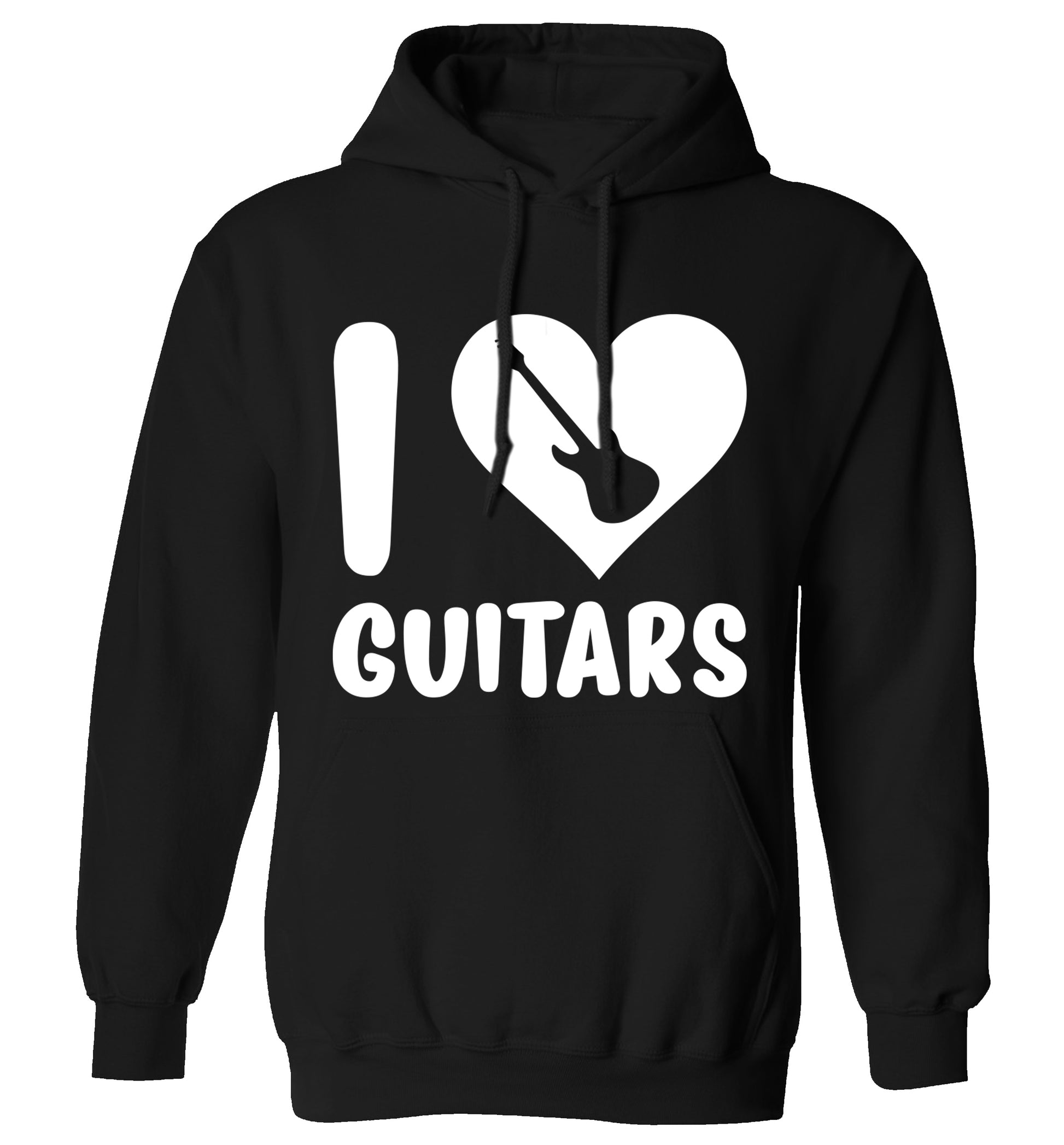I love guitars adults unisex black hoodie 2XL