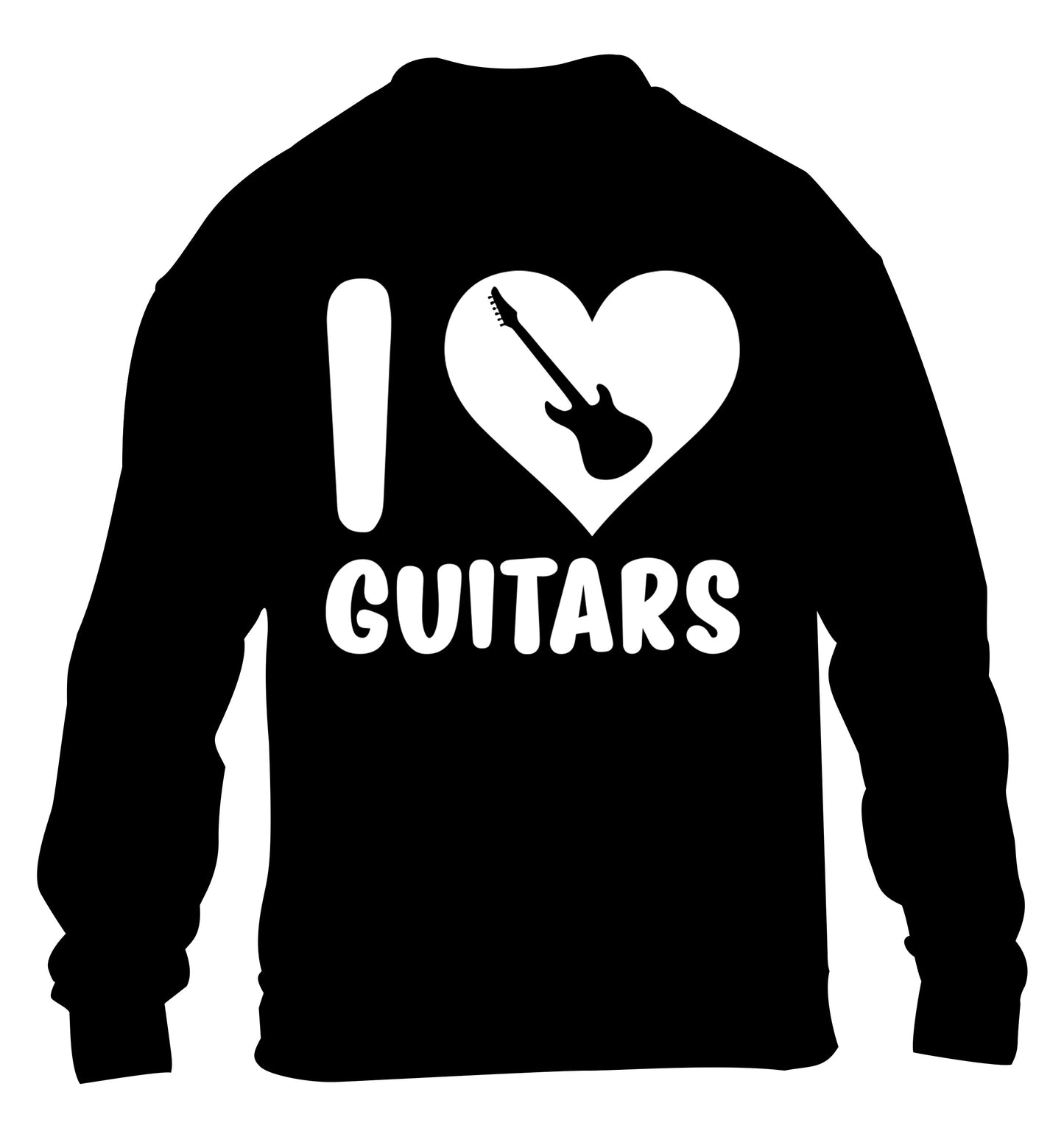 I love guitars children's black sweater 12-14 Years