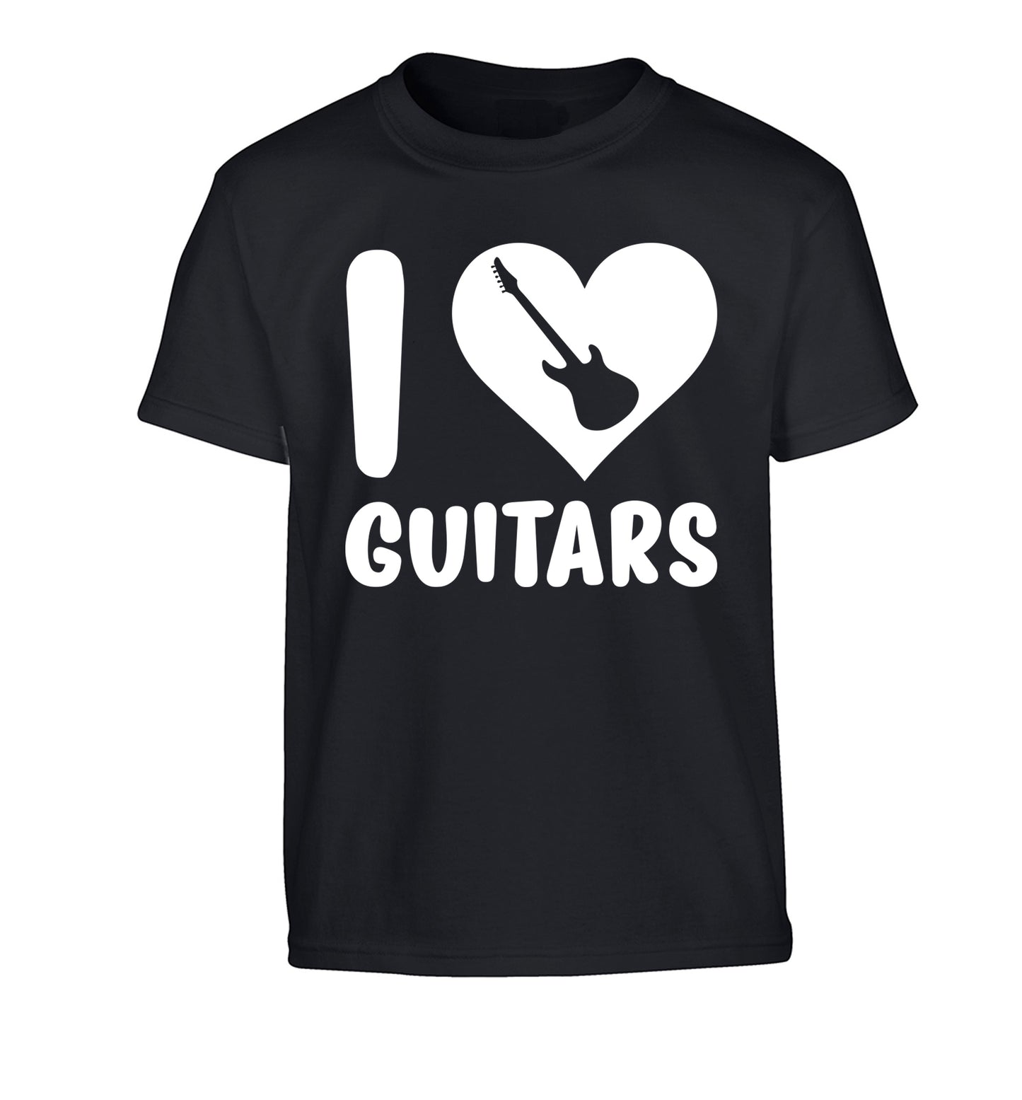 I love guitars Children's black Tshirt 12-14 Years