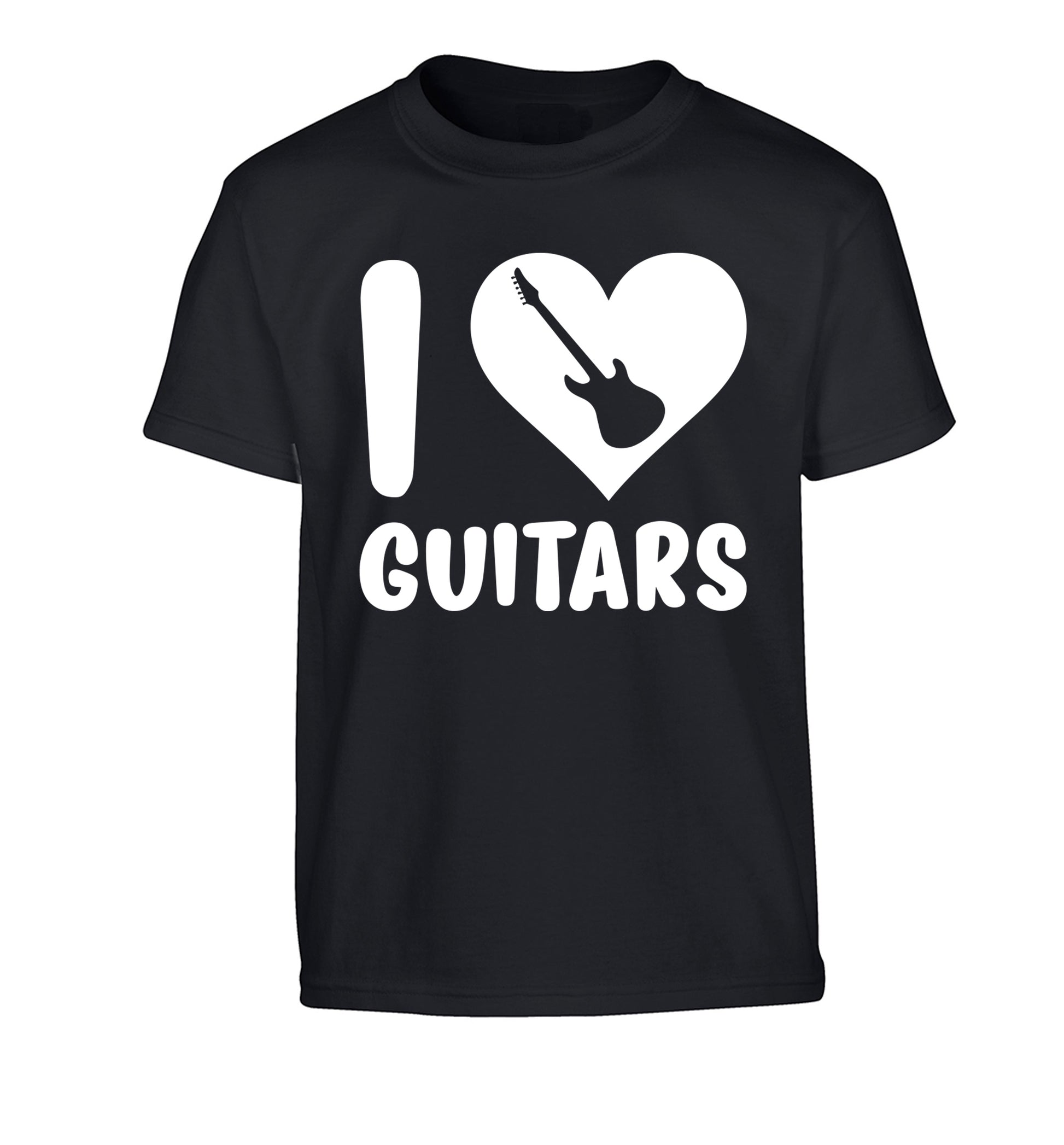 I love guitars Children's black Tshirt 12-14 Years