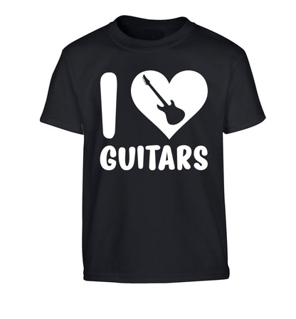I love guitars Children's black Tshirt 12-14 Years