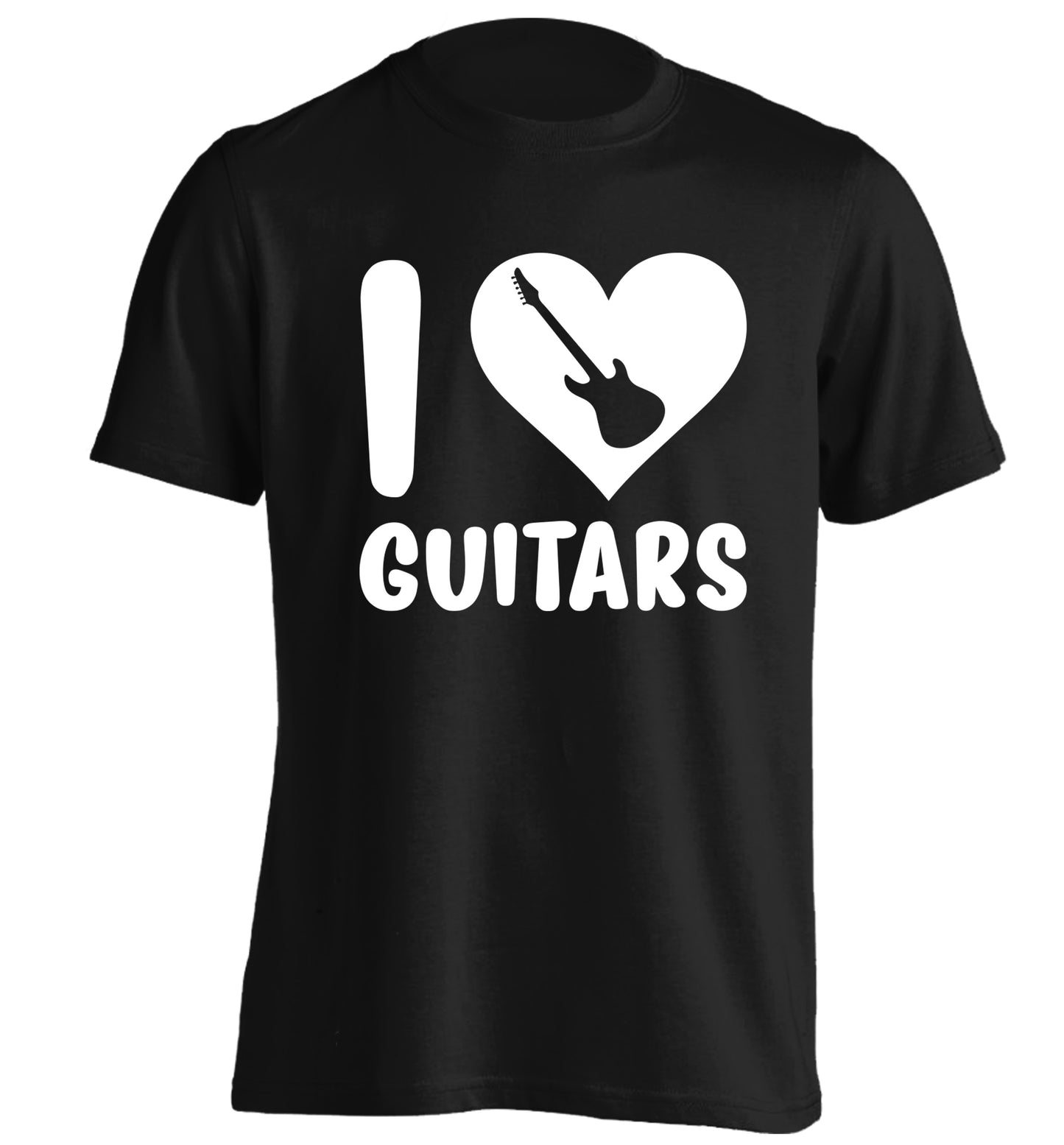 I love guitars adults unisex black Tshirt 2XL