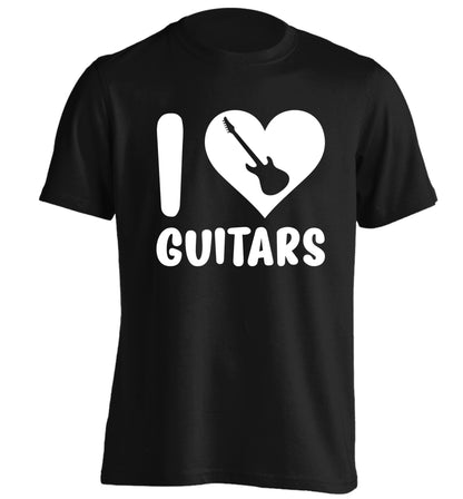 I love guitars adults unisex black Tshirt 2XL