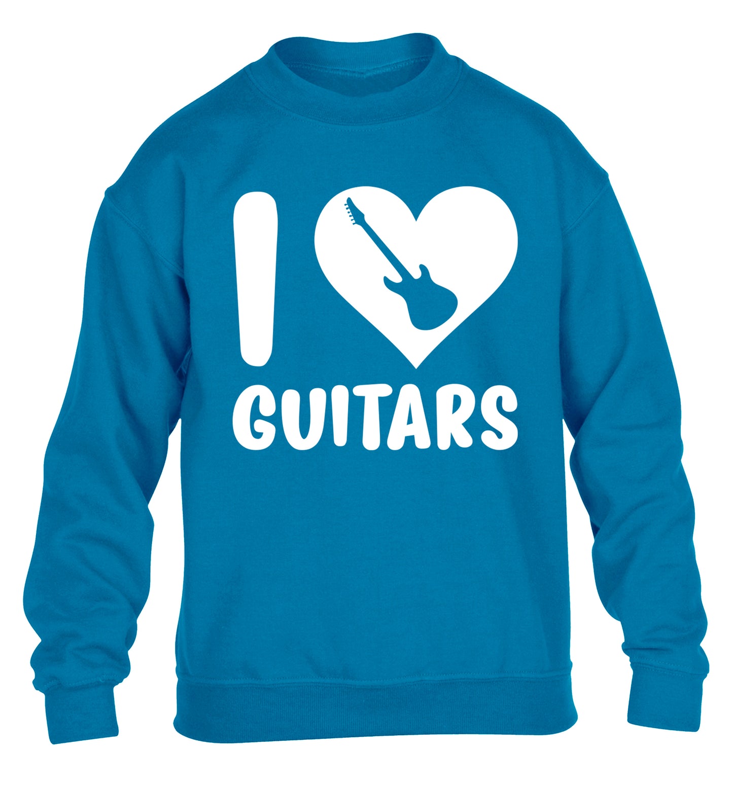 I love guitars children's blue sweater 12-14 Years