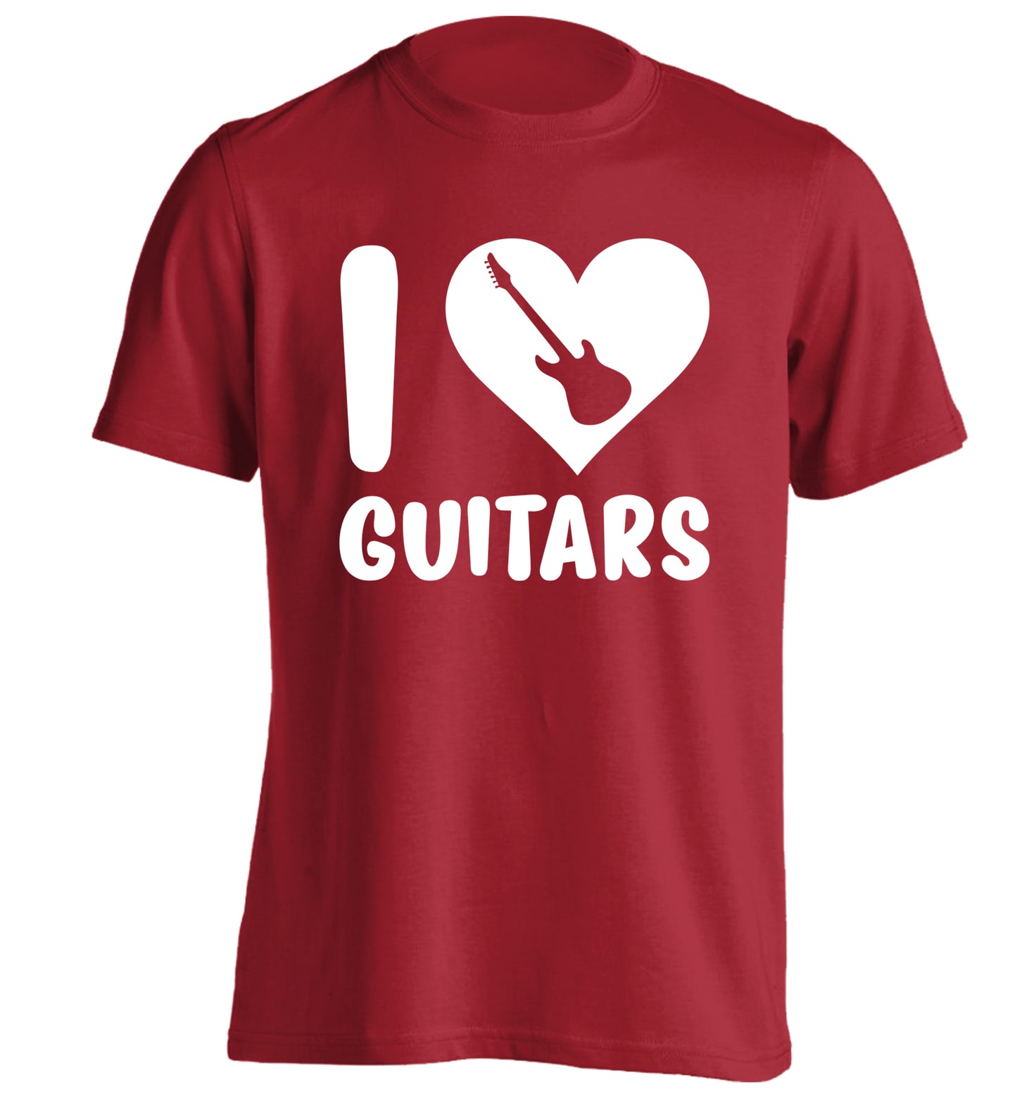I love guitars adults unisex red Tshirt 2XL