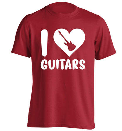 I love guitars adults unisex red Tshirt 2XL