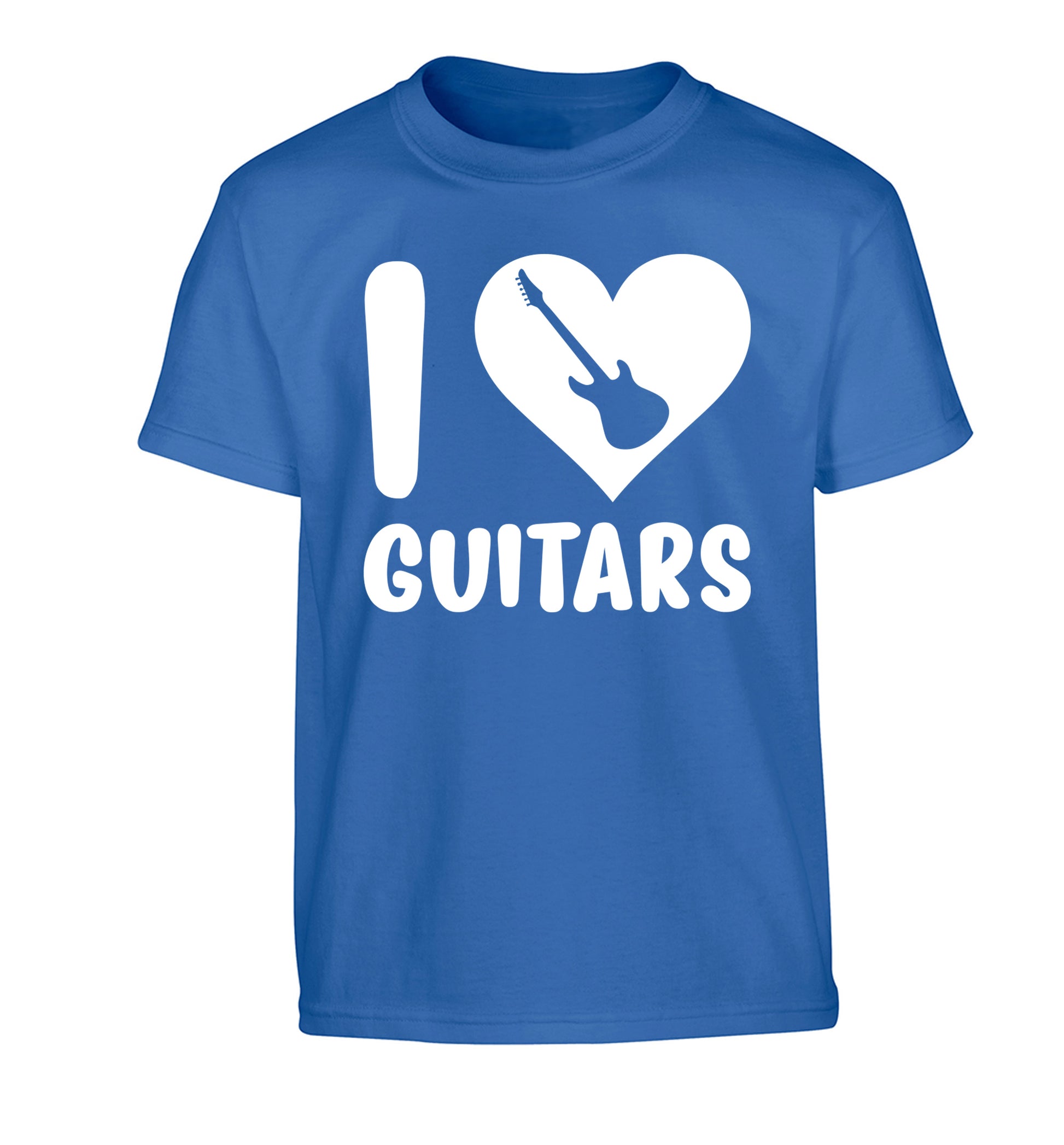 I love guitars Children's blue Tshirt 12-14 Years