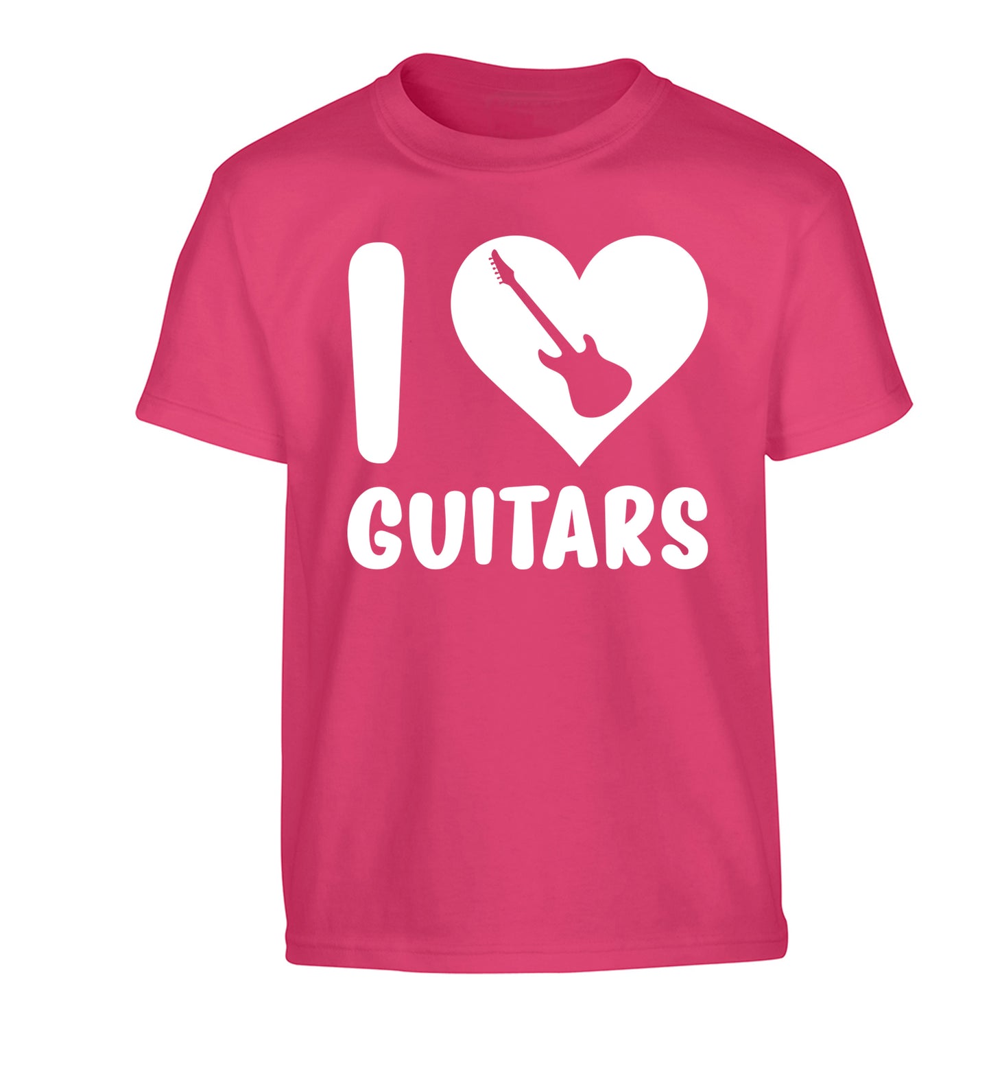 I love guitars Children's pink Tshirt 12-14 Years