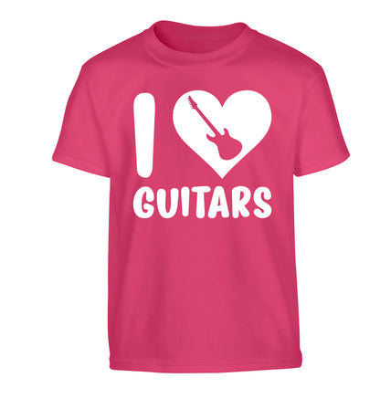 I love guitars Children's pink Tshirt 12-14 Years