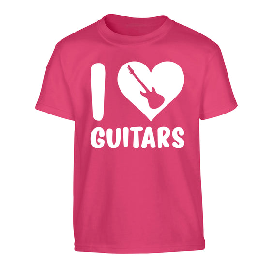 I love guitars Children's pink Tshirt 12-14 Years