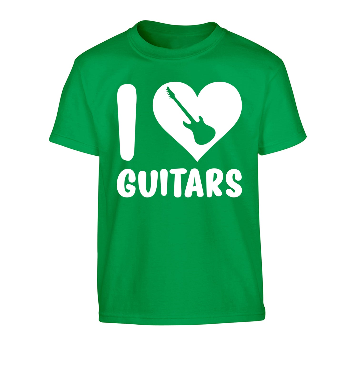 I love guitars Children's green Tshirt 12-14 Years