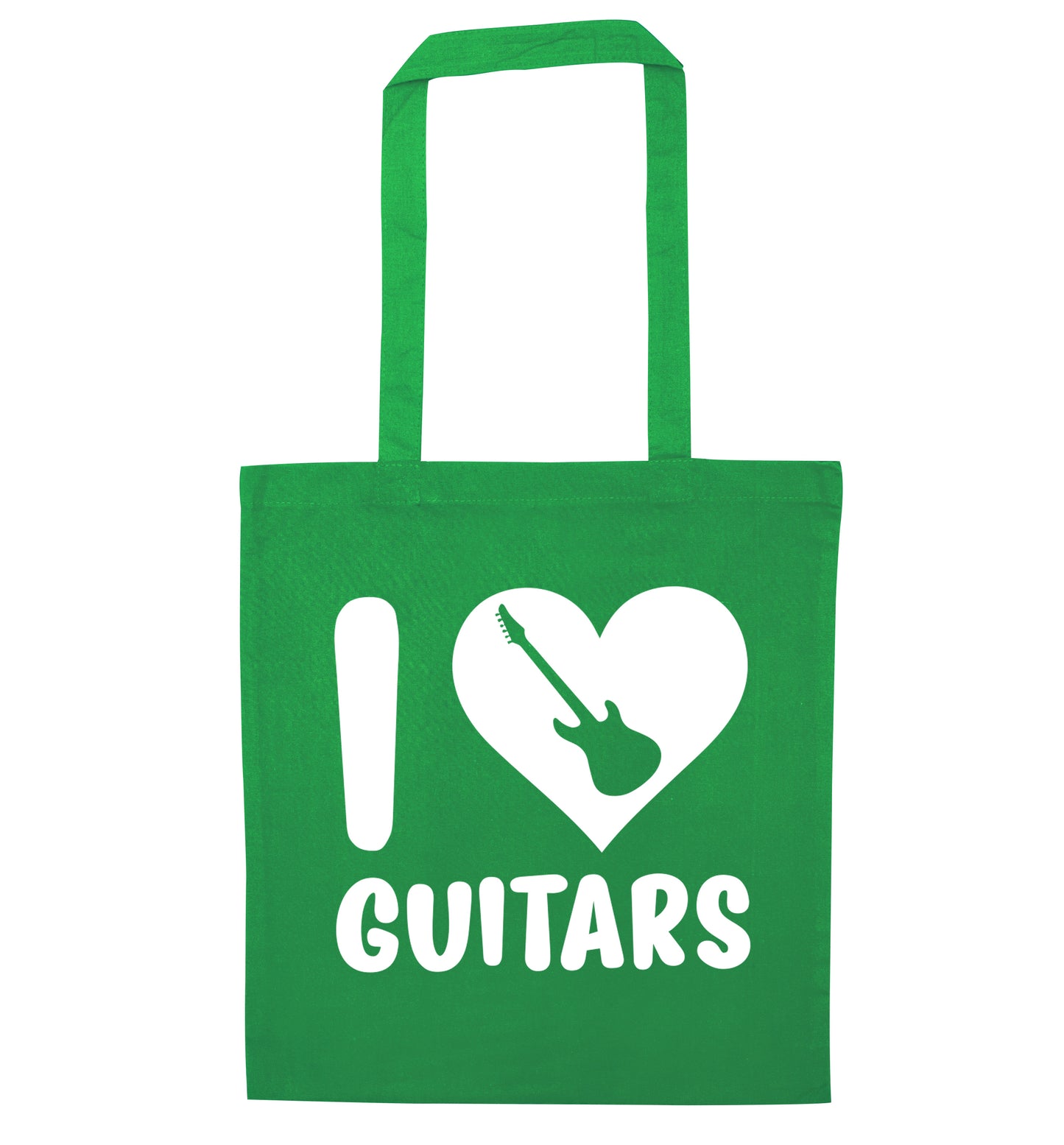 I love guitars green tote bag