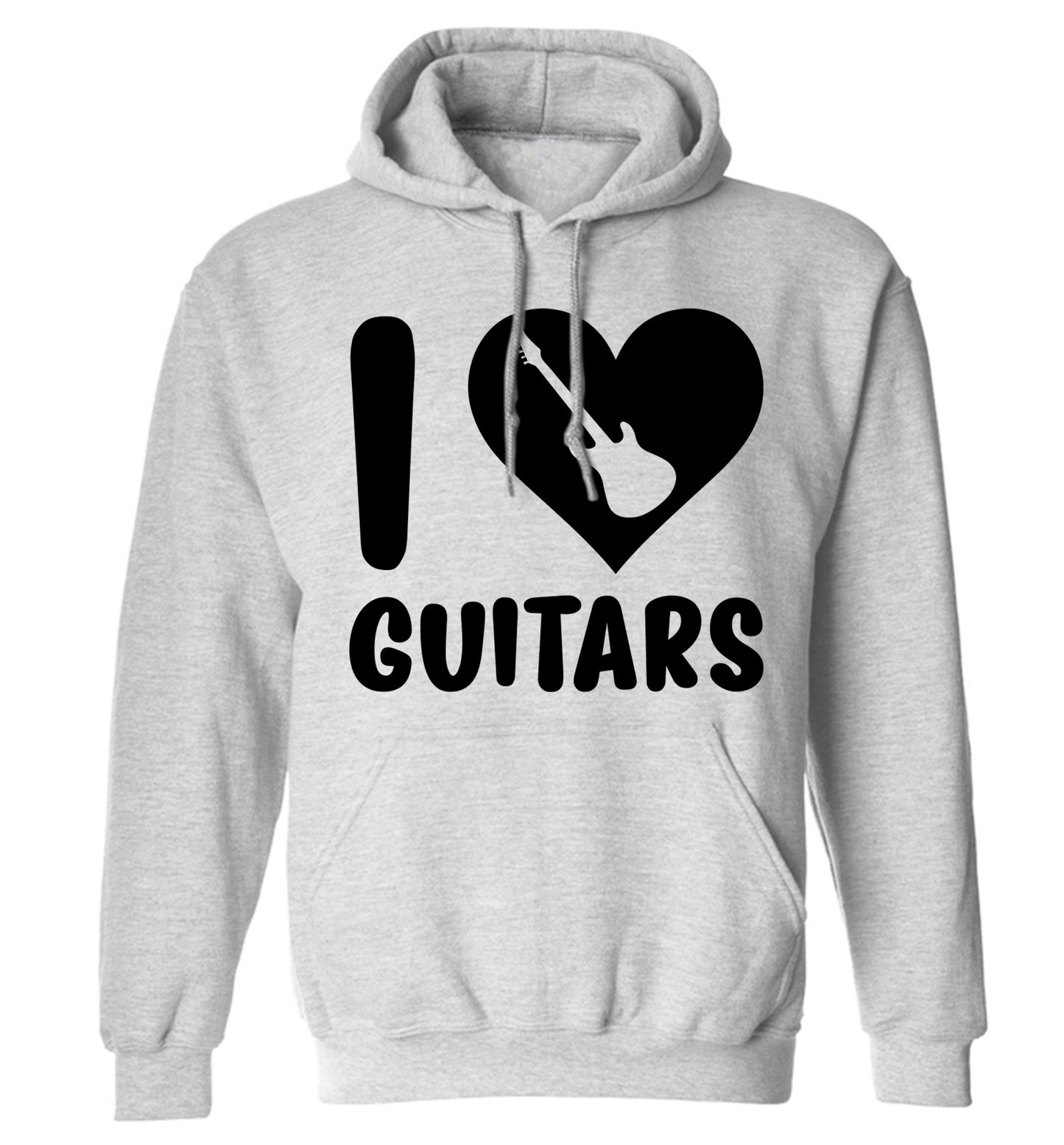 I love guitars adults unisex grey hoodie 2XL