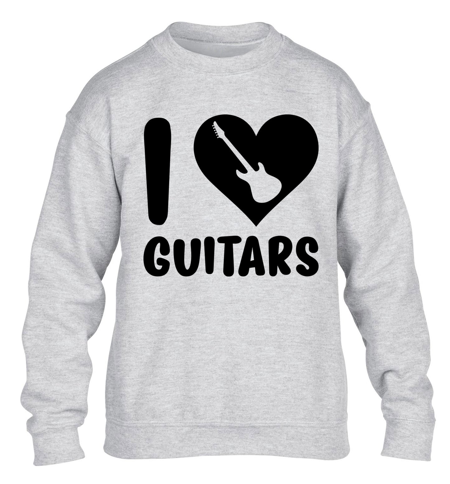 I love guitars children's grey sweater 12-14 Years