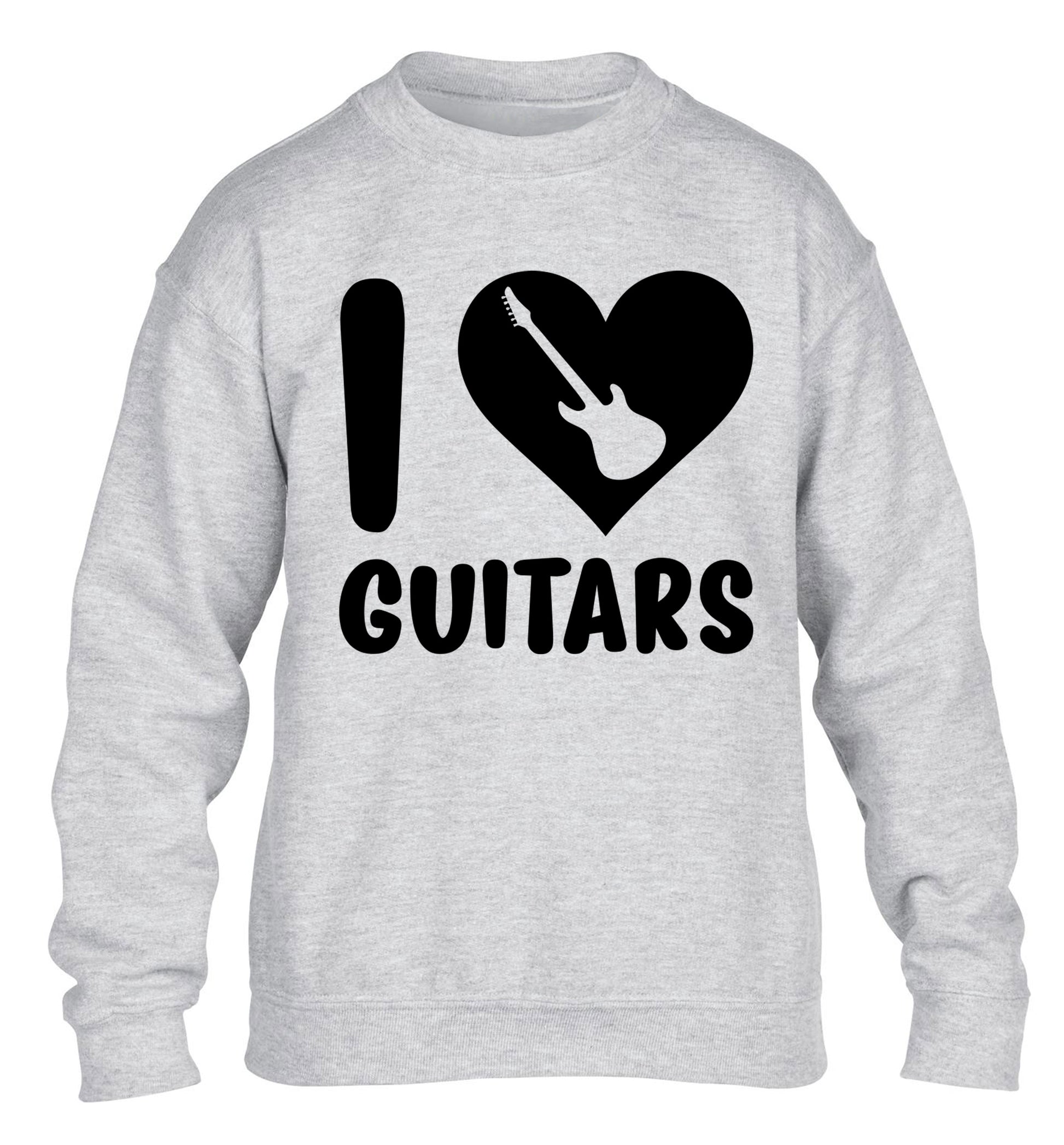 I love guitars children's grey sweater 12-14 Years