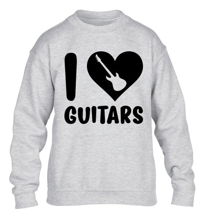 I love guitars children's grey sweater 12-14 Years