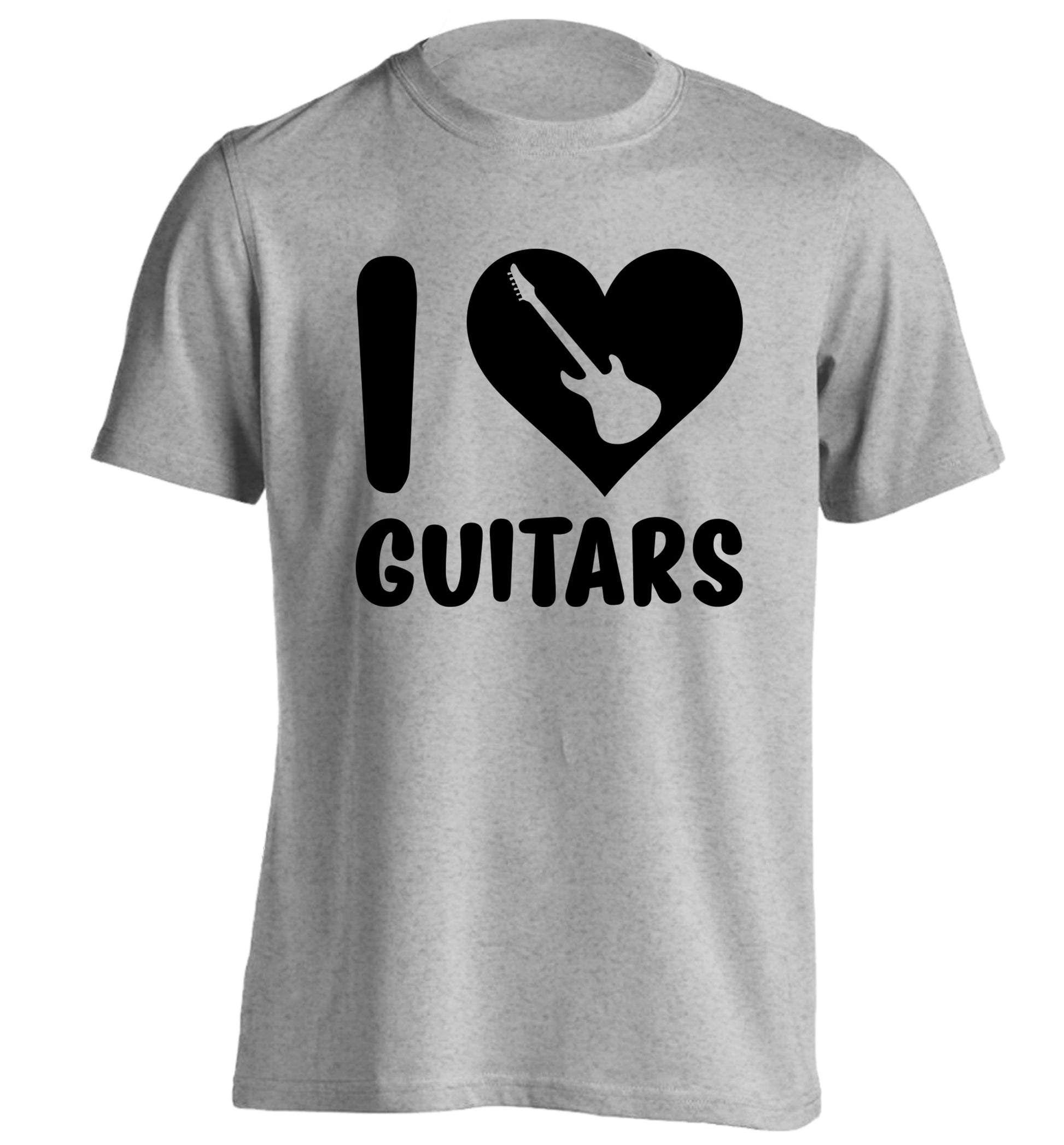 I love guitars adults unisex grey Tshirt 2XL