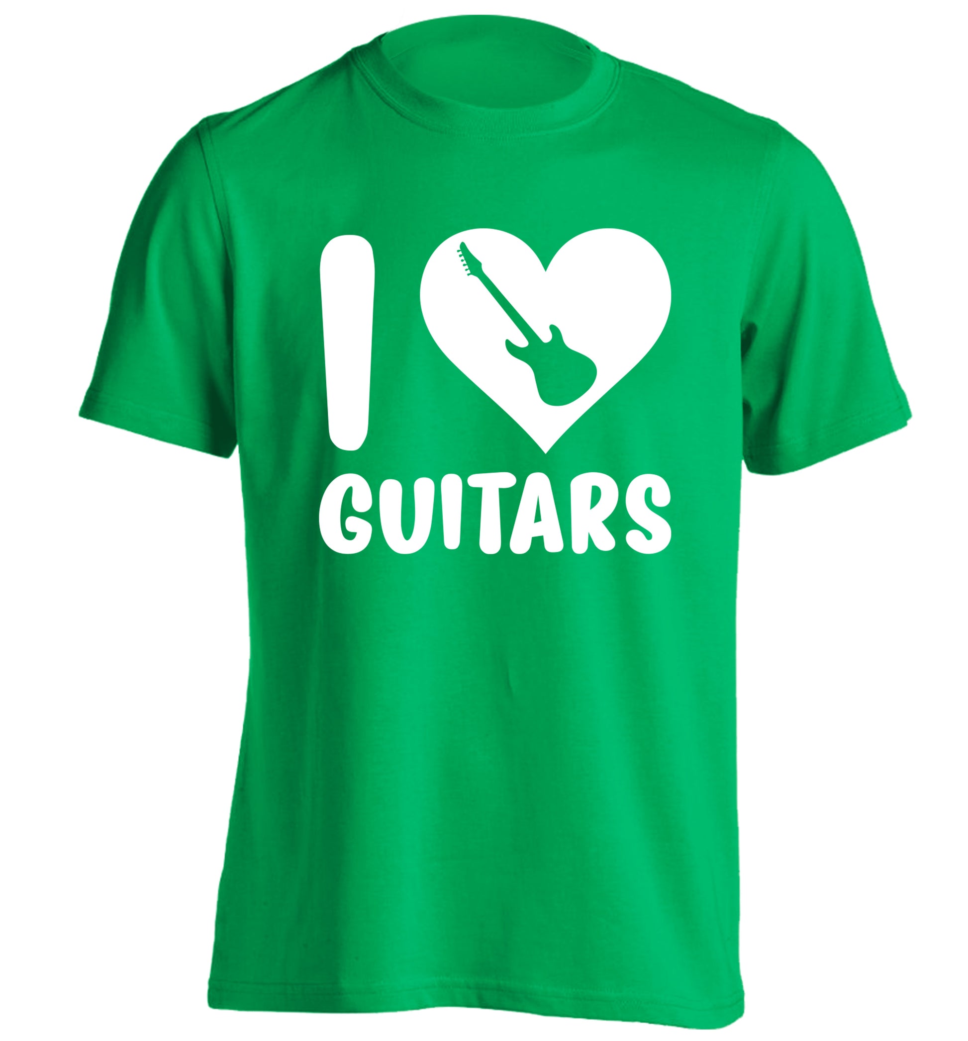 I love guitars adults unisex green Tshirt 2XL