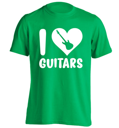 I love guitars adults unisex green Tshirt 2XL