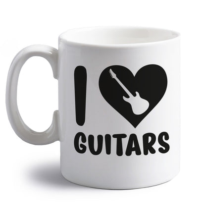 I love guitars right handed white ceramic mug 