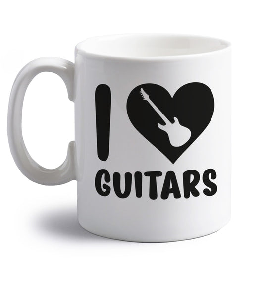 I love guitars right handed white ceramic mug 