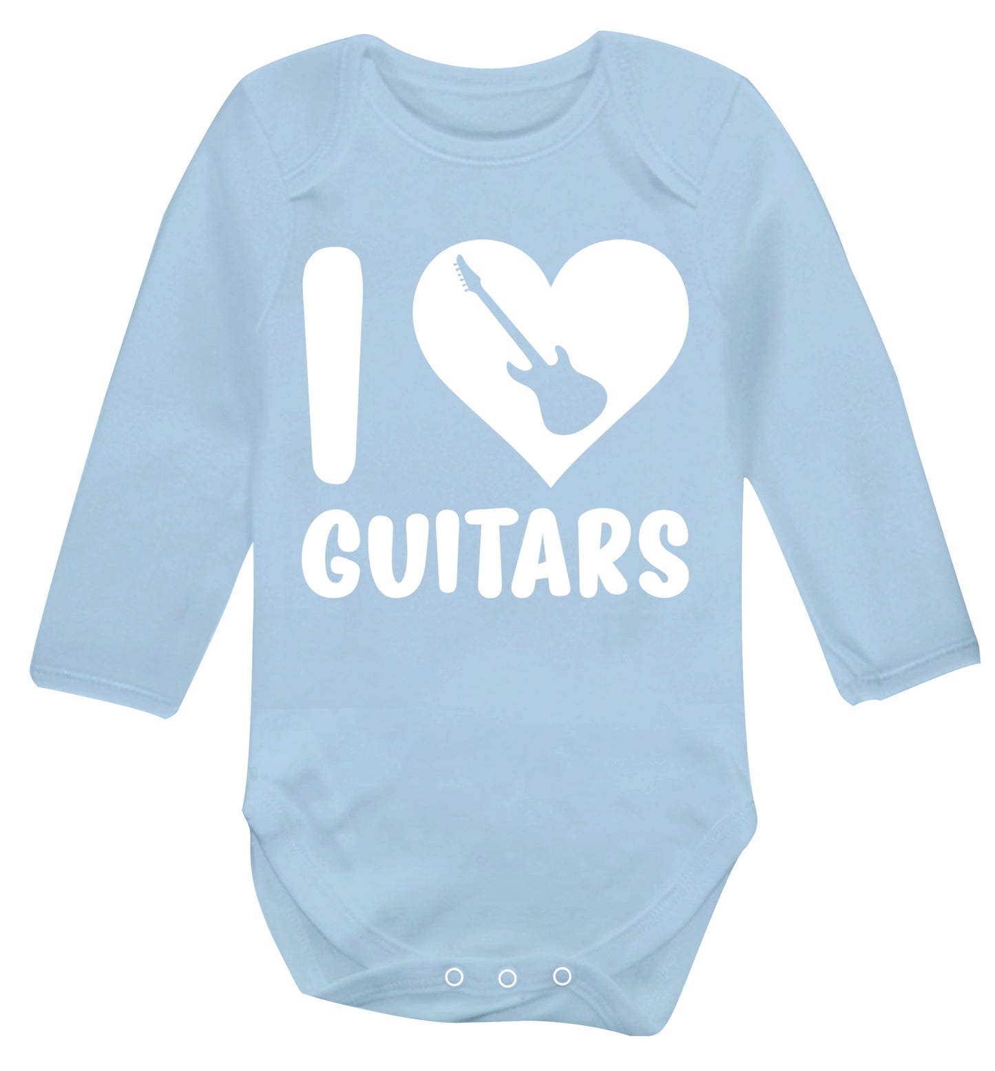 I love guitars Baby Vest long sleeved pale blue 6-12 months