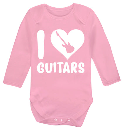 I love guitars Baby Vest long sleeved pale pink 6-12 months