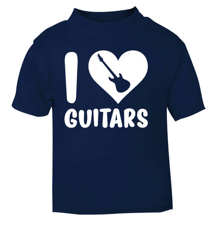I love guitars navy Baby Toddler Tshirt 2 Years