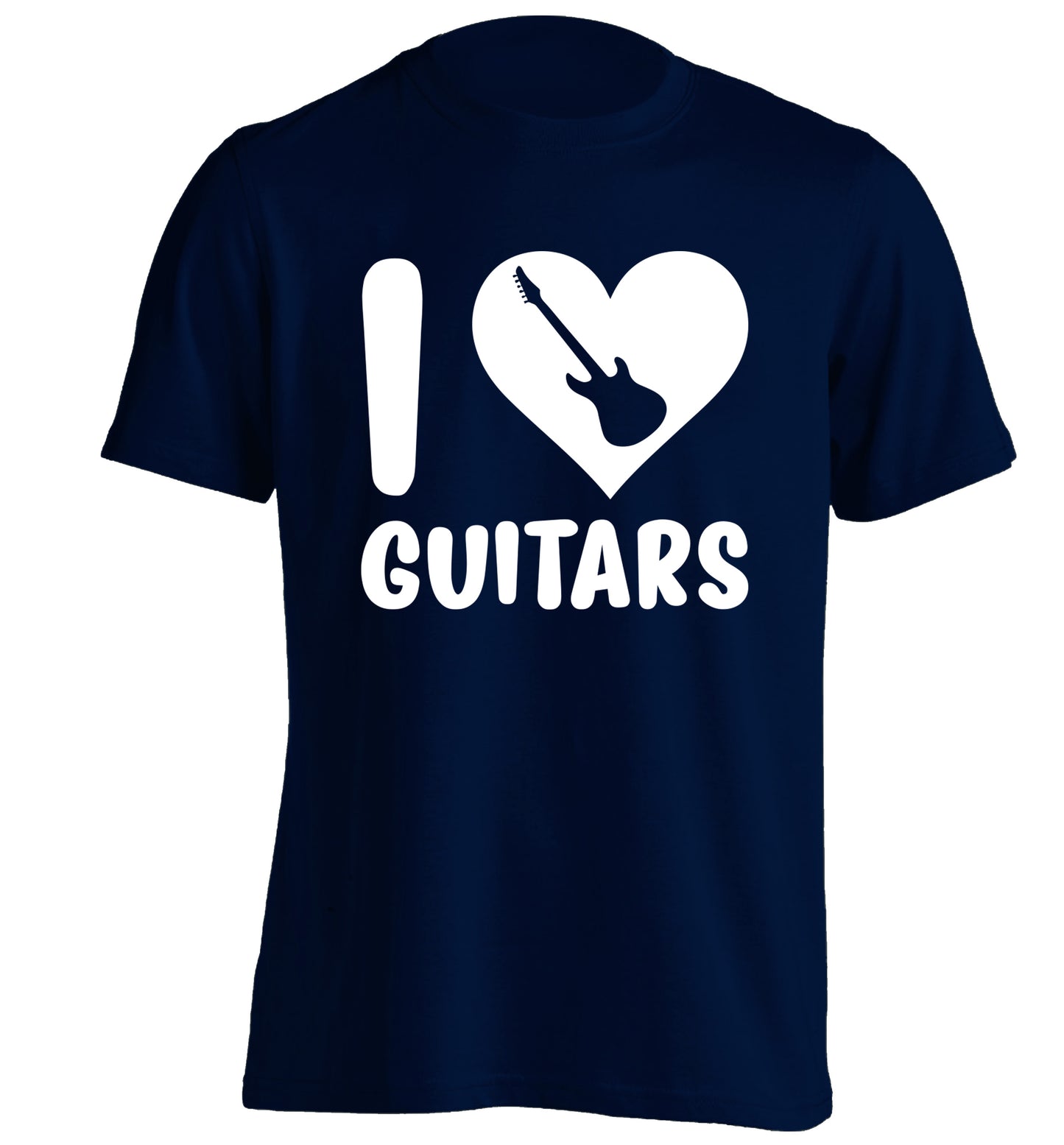 I love guitars adults unisex navy Tshirt 2XL