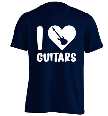 I love guitars adults unisex navy Tshirt 2XL