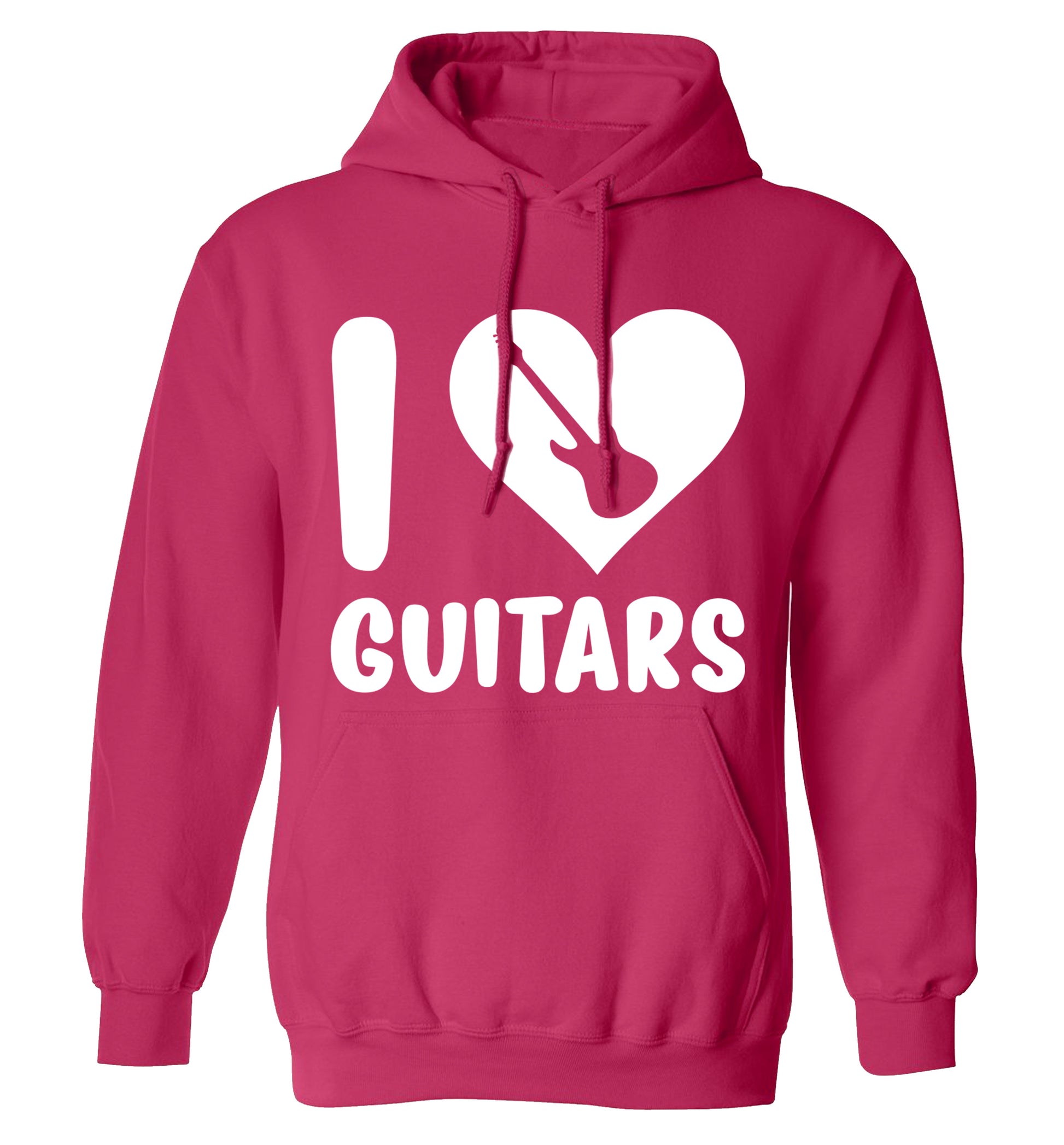 I love guitars adults unisex pink hoodie 2XL