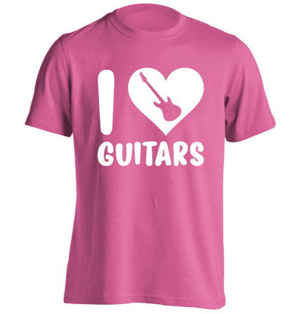 I love guitars adults unisex pink Tshirt 2XL