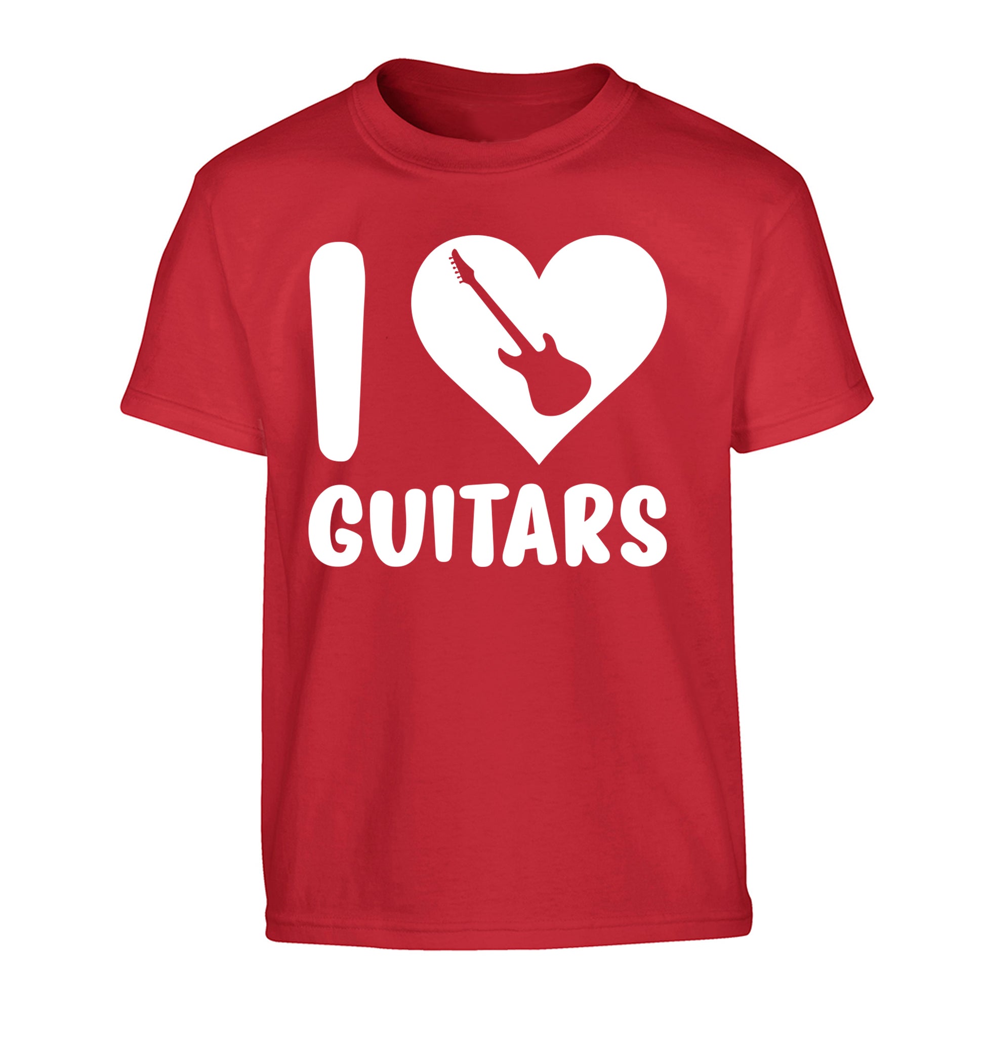 I love guitars Children's red Tshirt 12-14 Years