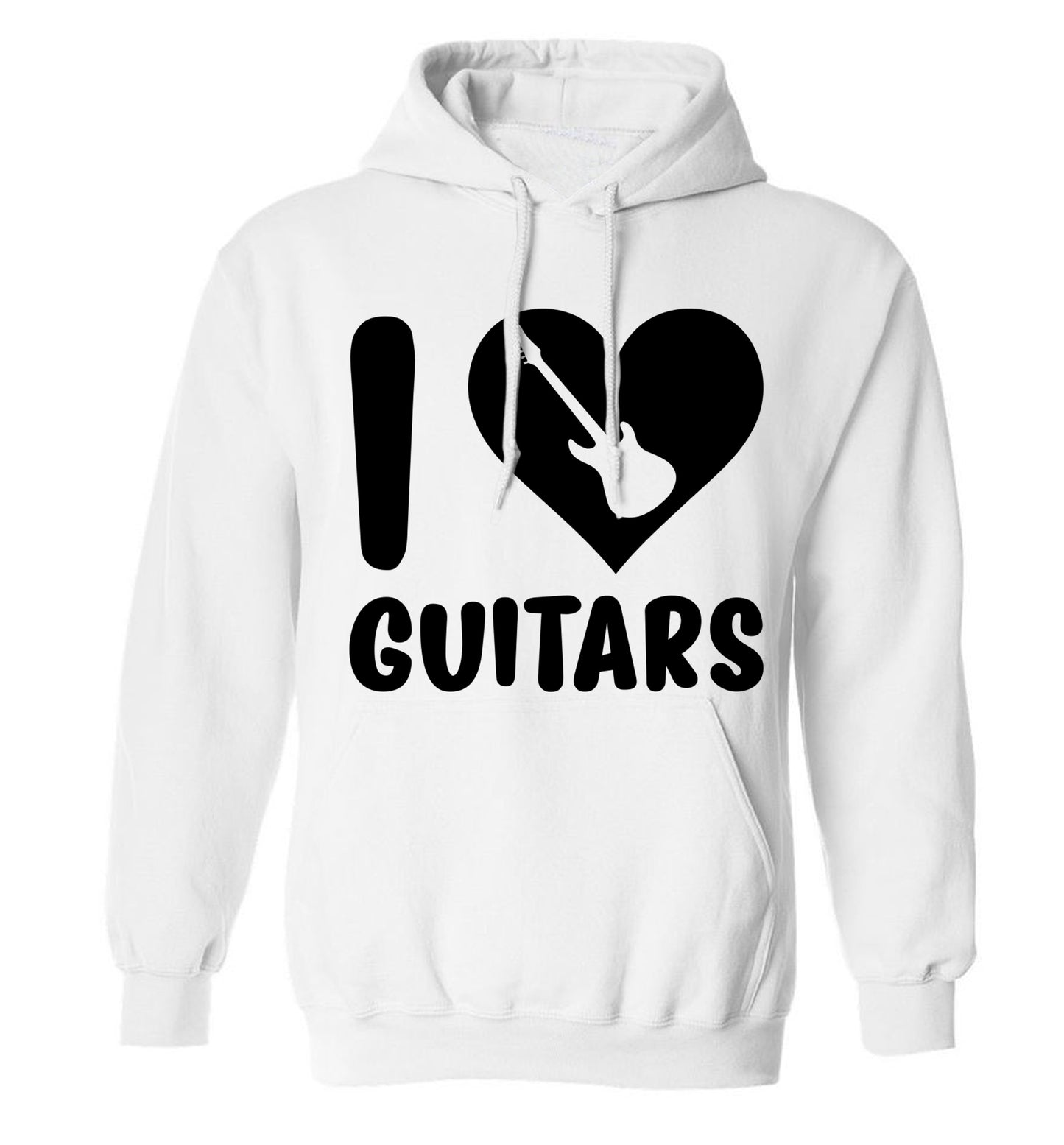 I love guitars adults unisex white hoodie 2XL
